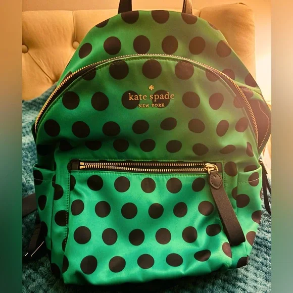 kate spade | Bags | Kate Spade Green And Black Polka Dot  display picture 2
